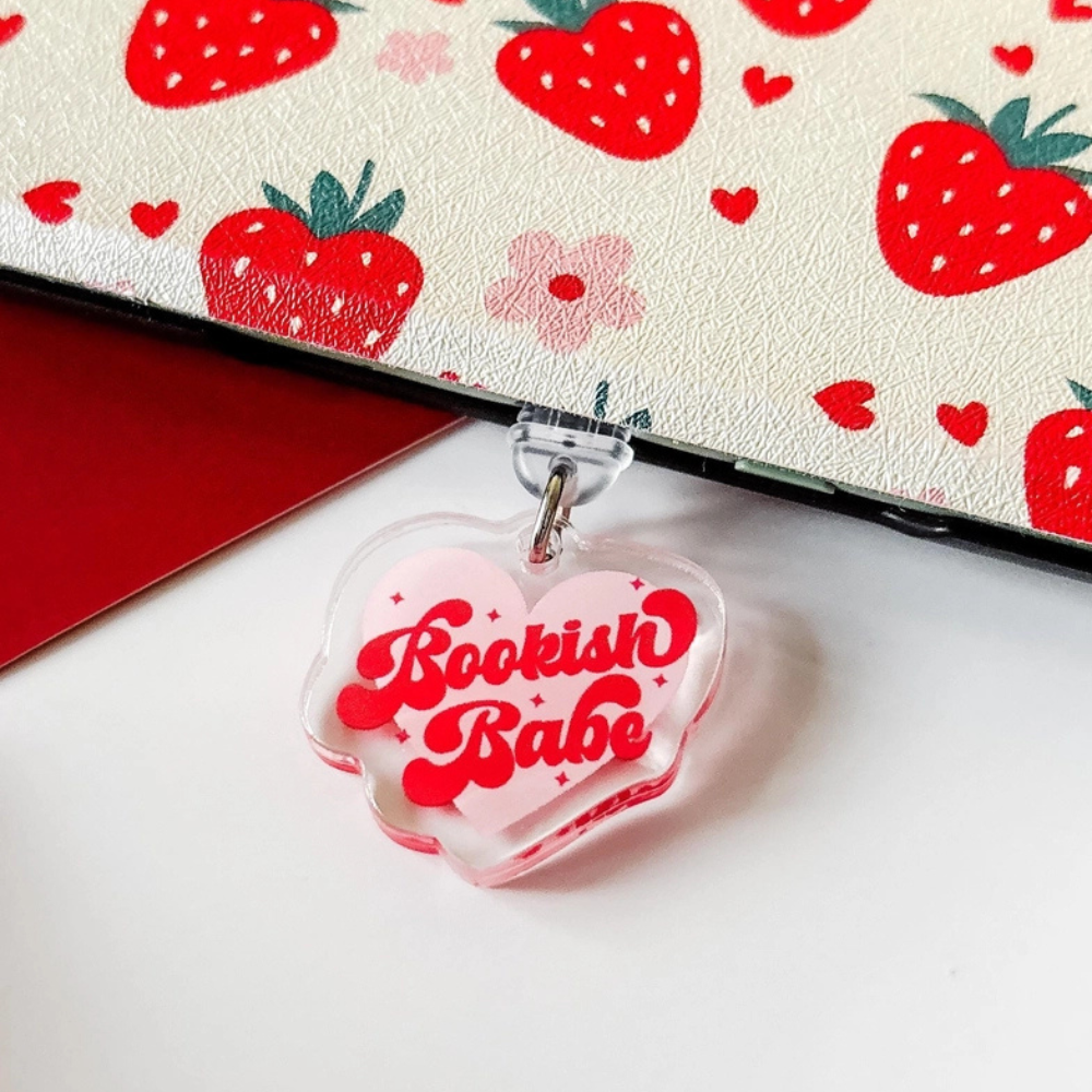Bookish Babe Acrylic E-Reader Charm and Dust Plug