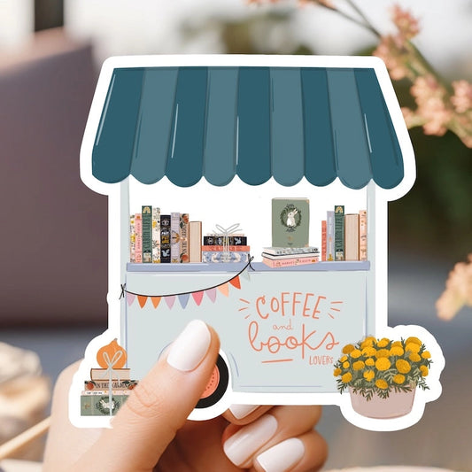 Coffee and Book Lover Stand Sticker